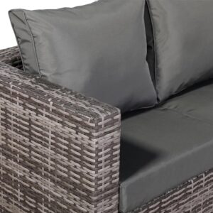 Lille 7-seater Compact Corner Sofa with Dining Table and 2 Stools in Grey Rattan - Image 4